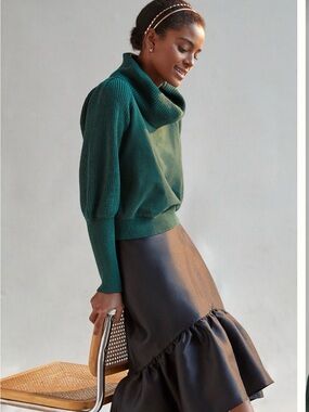 Anthropologie Deep Teal Cowl-Neck Sweater